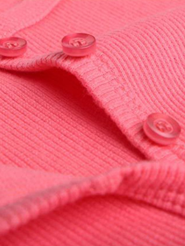 Solid Ribbed Breasted Long Sleeve Shirts