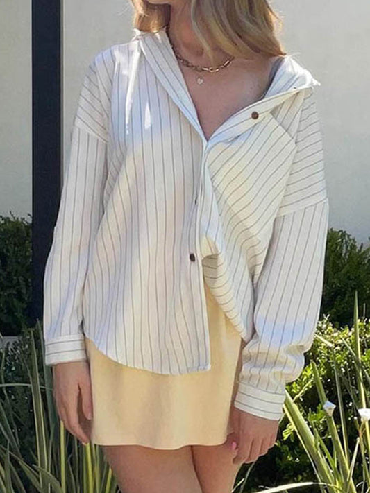 Stripe Casual Loose Long Sleeves Shirts