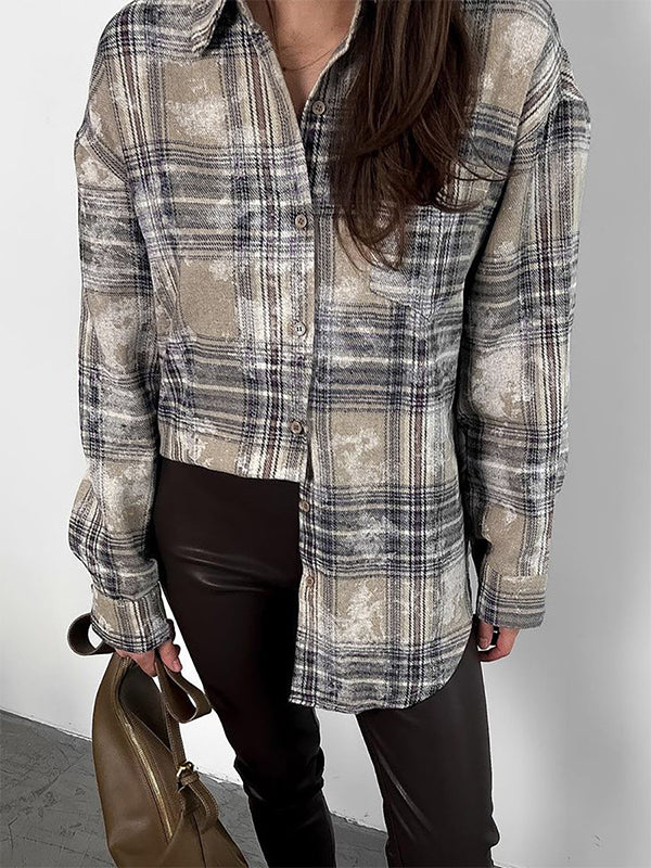 Midi Plaid Long Sleeve Shirts