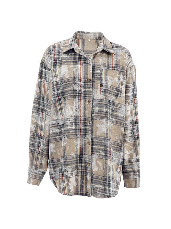 Midi Plaid Long Sleeve Shirts