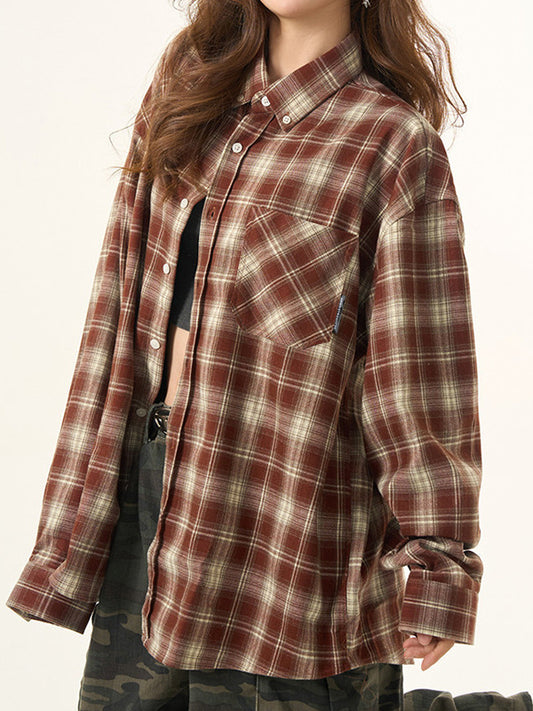 Vintage Plaid Long Sleeves Shirts