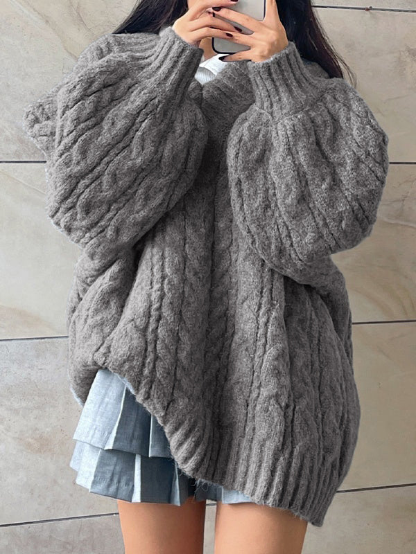 Twist Design V Neck Loose Sweaters