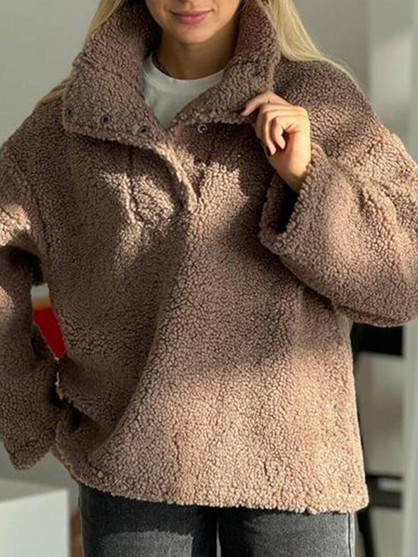Shearling Collar Oversized Sweaters