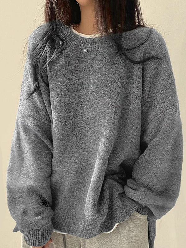 Casual Versatile Plain Colours Sweaters