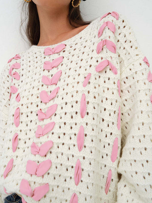 Ribbon Tie Up Bow Sweaters