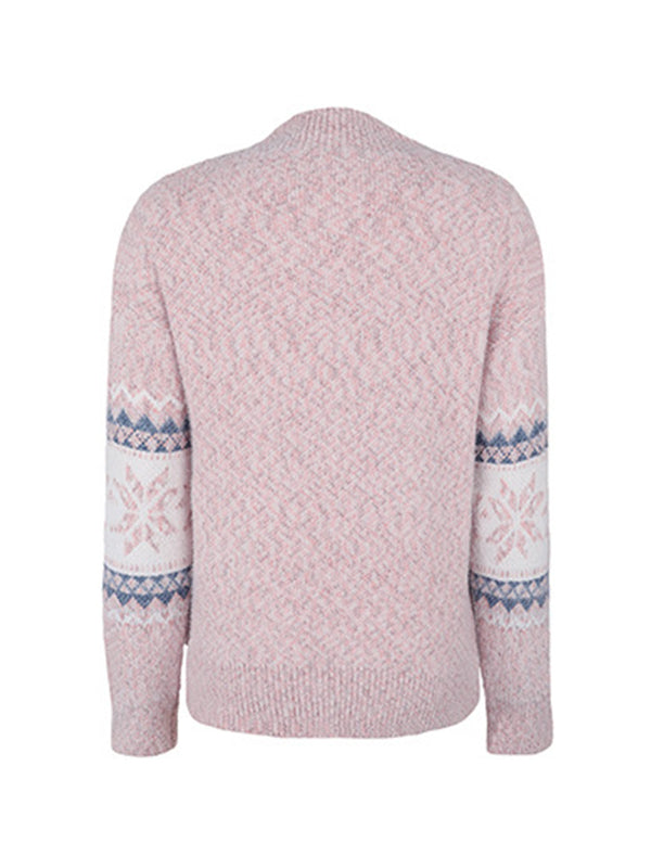 Snowflake Jacquard Mock Neck Sweaters