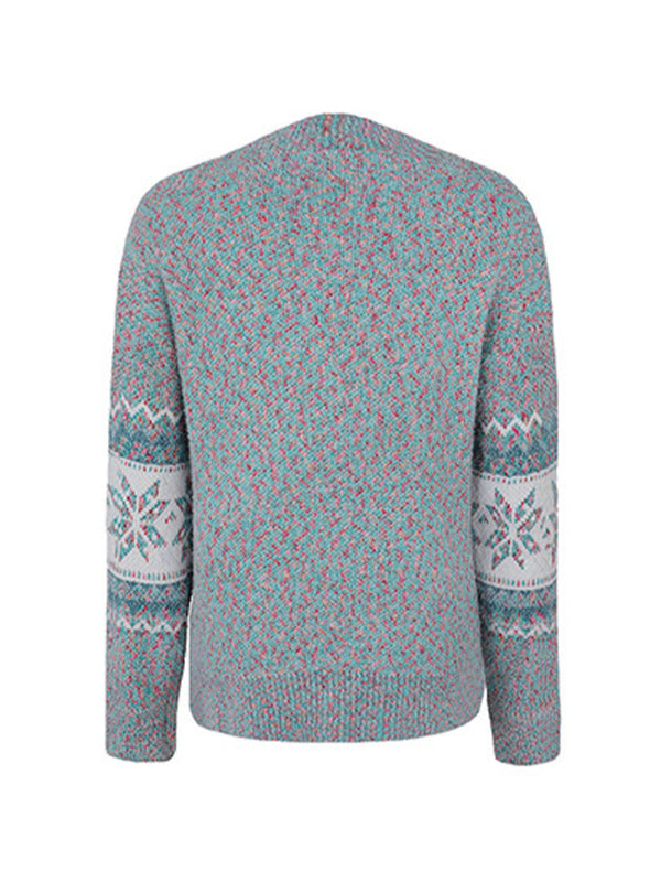 Snowflake Jacquard Mock Neck Sweaters