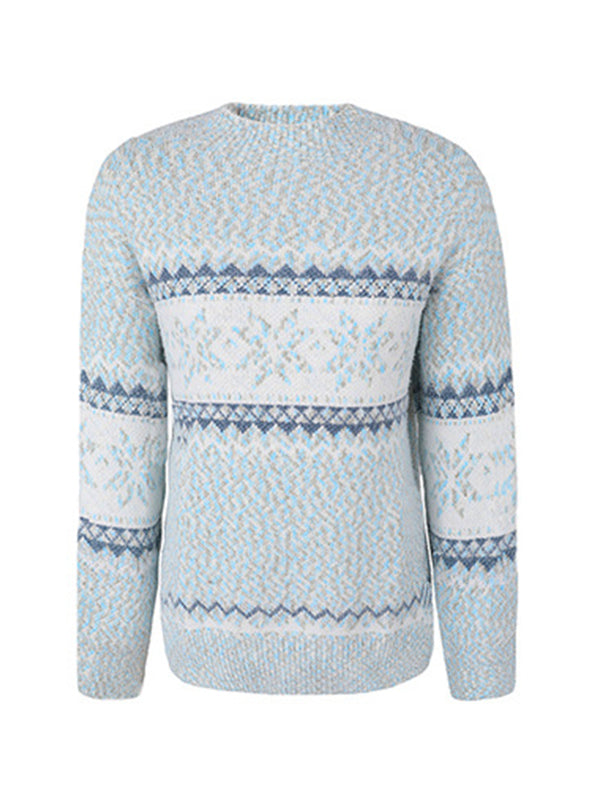 Snowflake Jacquard Mock Neck Sweaters