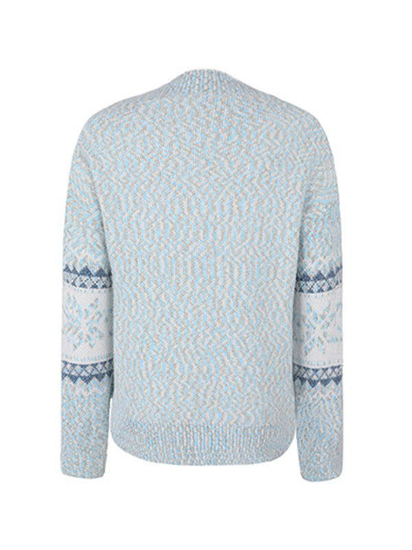 Snowflake Jacquard Mock Neck Sweaters