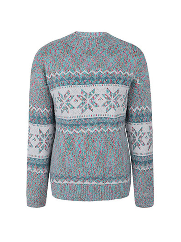 Snowflake Jacquard Mock Neck Sweaters