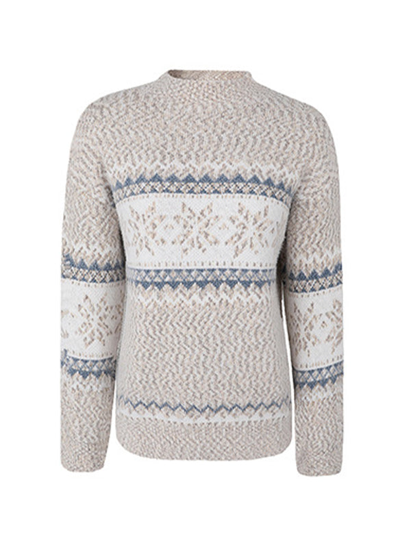 Snowflake Jacquard Mock Neck Sweaters