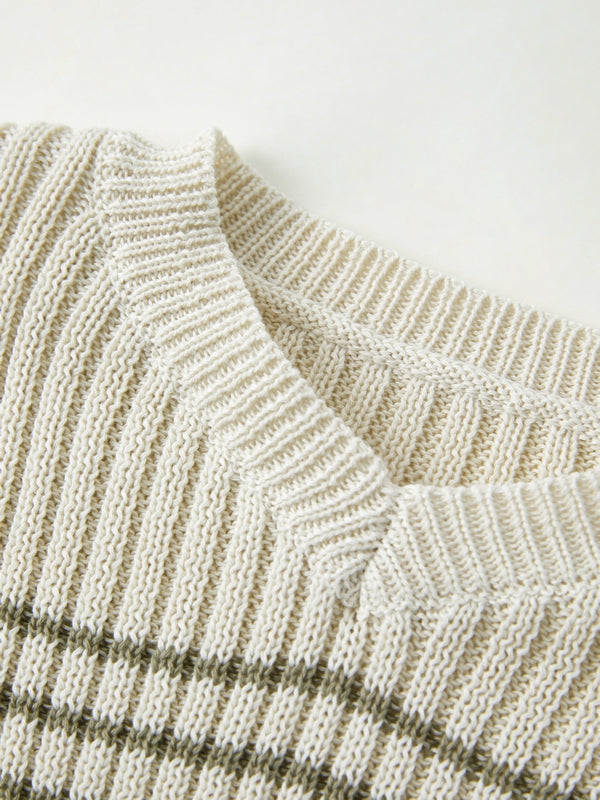 V Neck Stripe Print Sweater
