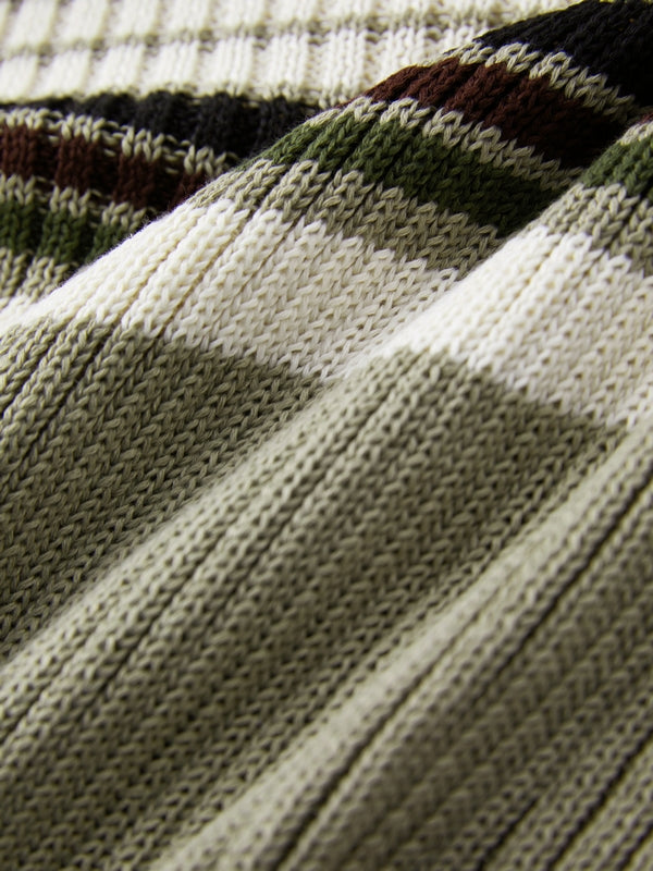 V Neck Stripe Print Sweater