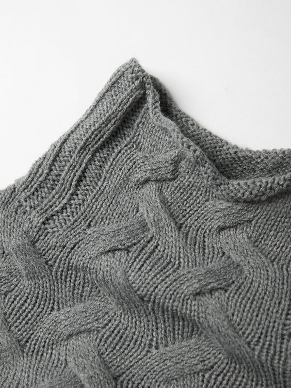Solid Cable Knit Splice Turtleneck Sweaters