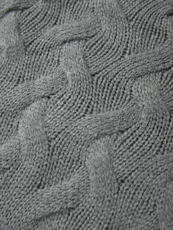 Solid Cable Knit Splice Turtleneck Sweaters