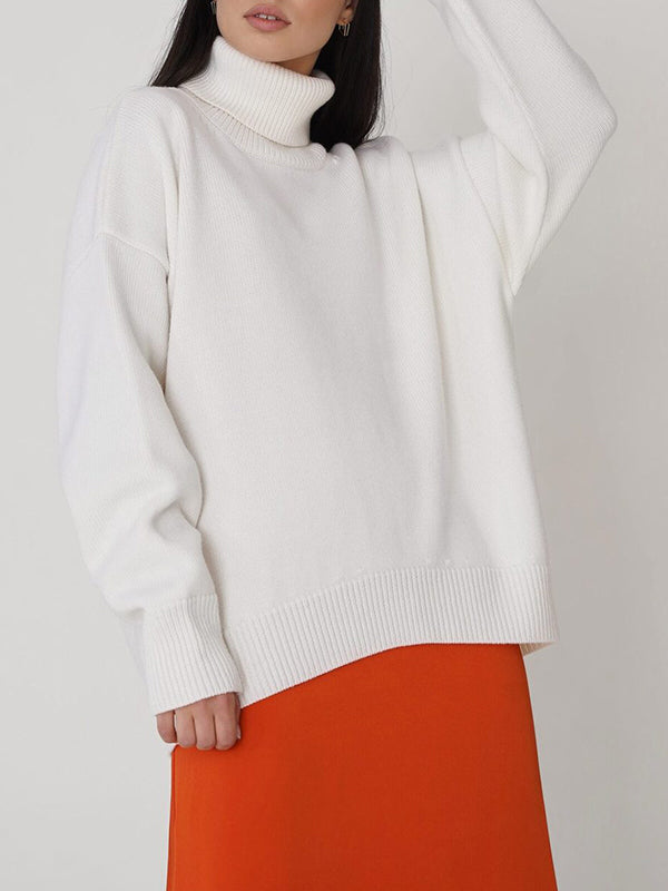 Basic Solid Turtleneck Pullover Knit Sweaters