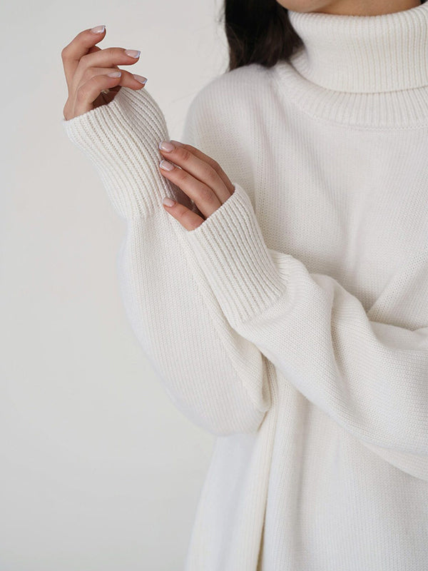 Basic Solid Turtleneck Pullover Knit Sweaters