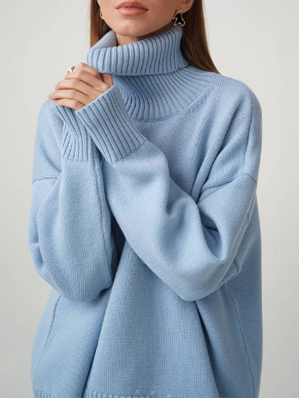 Basic Solid Turtleneck Pullover Knit Sweaters