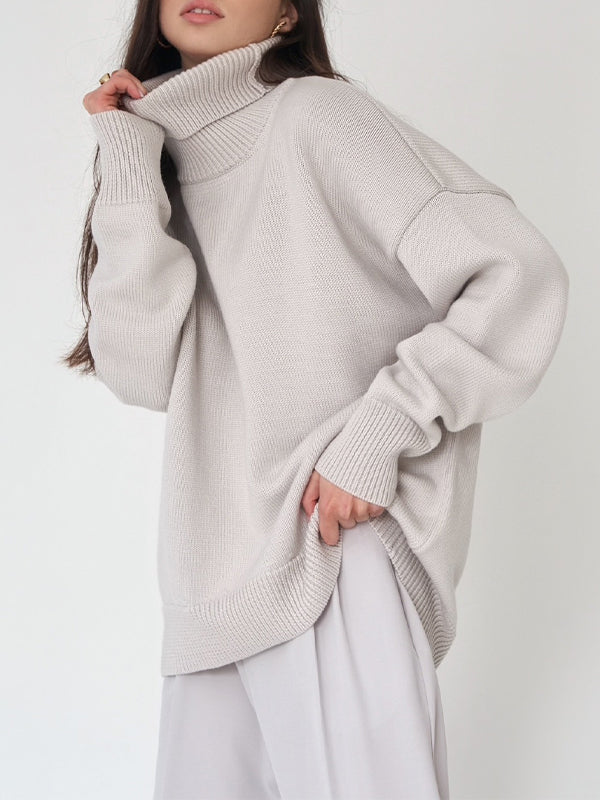 Basic Solid Turtleneck Pullover Knit Sweaters