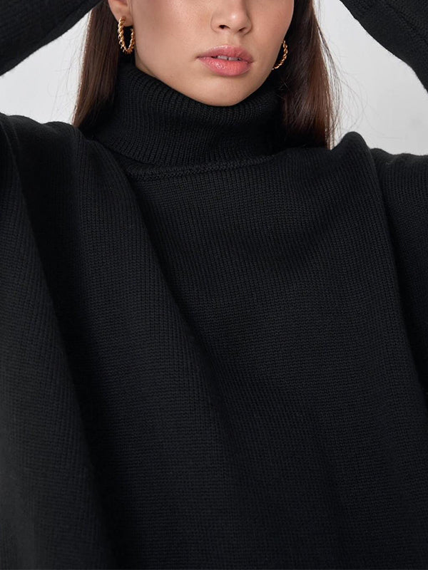 Basic Solid Turtleneck Pullover Knit Sweaters