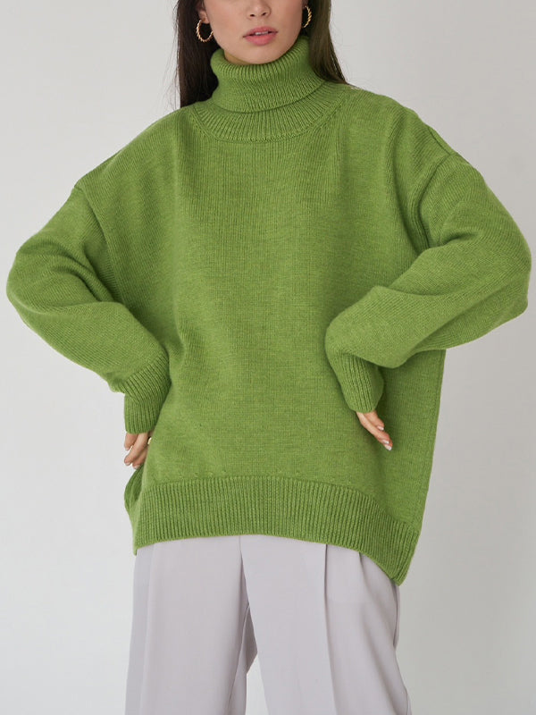 Basic Solid Turtleneck Pullover Knit Sweaters