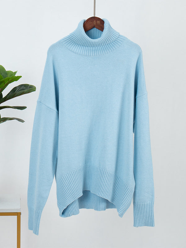 Basic Solid Turtleneck Pullover Knit Sweaters