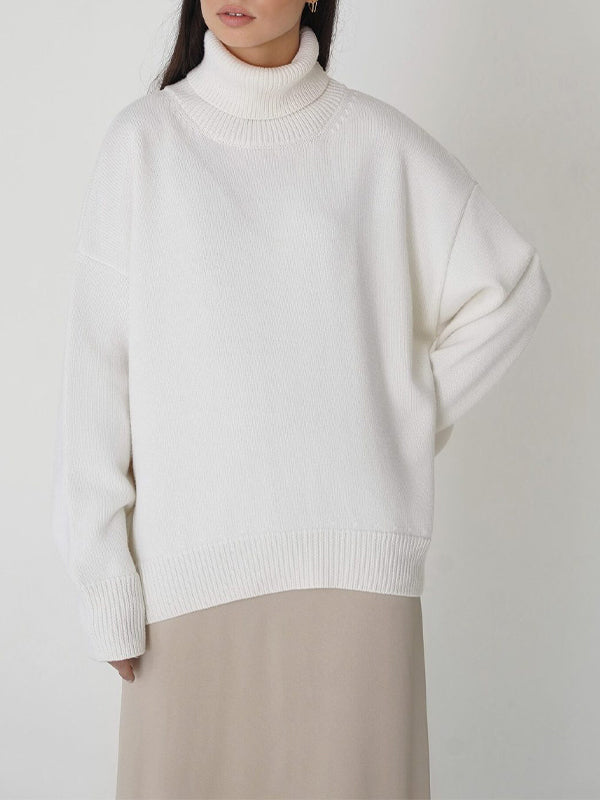 Basic Solid Turtleneck Pullover Knit Sweaters