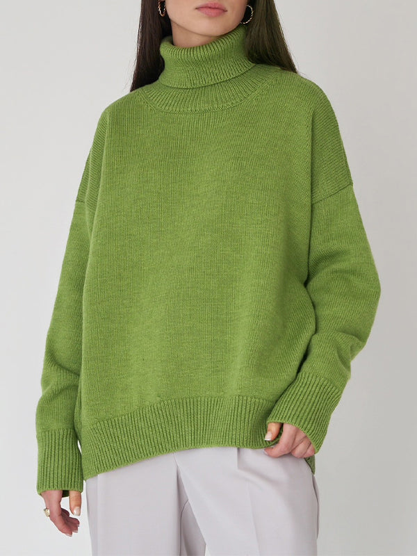 Basic Solid Turtleneck Pullover Knit Sweaters