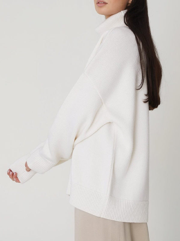 Basic Solid Turtleneck Pullover Knit Sweaters