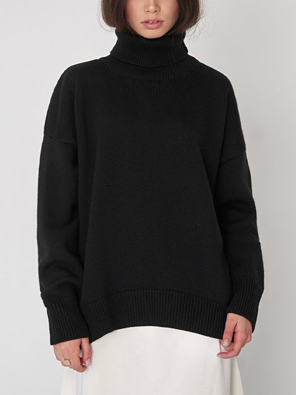 Basic Solid Turtleneck Pullover Knit Sweaters