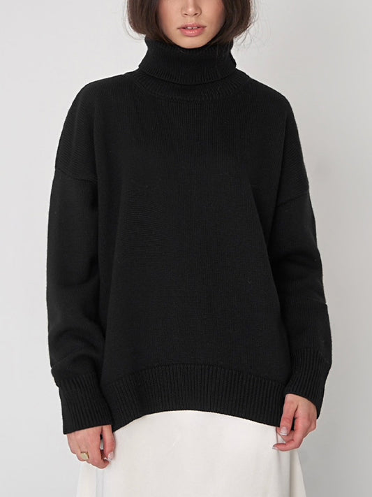 Basic Solid Turtleneck Pullover Knit Sweaters