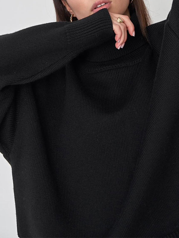 Basic Solid Turtleneck Pullover Knit Sweaters