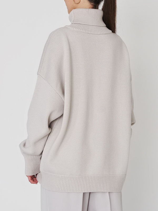 Basic Solid Turtleneck Pullover Knit Sweaters