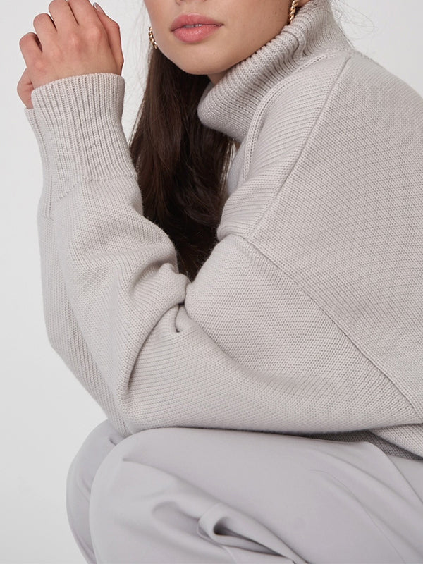 Basic Solid Turtleneck Pullover Knit Sweaters
