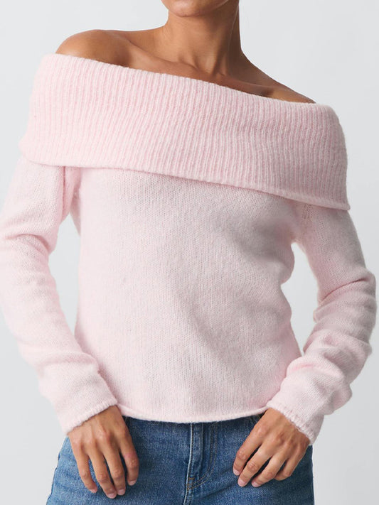 Solid Color Off Shoulder Oversized Sweaters