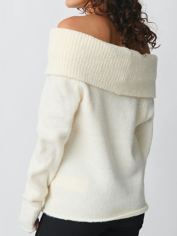 Solid Color Off Shoulder Oversized Sweaters