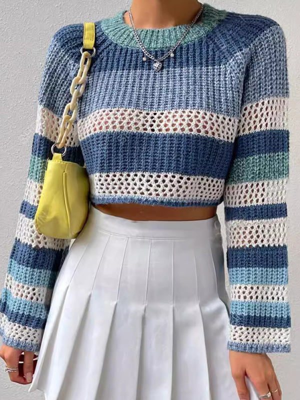 Stripe Print Oversized Sweaters