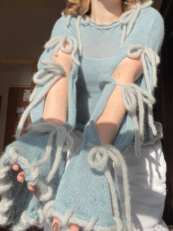 Colorful Lace Up Oversized Sweaters