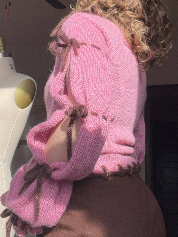 Colorful Lace Up Oversized Sweaters