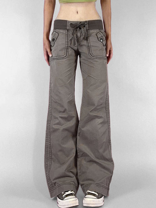 Threaded Drawstring Waistband Boyfriend Jeans