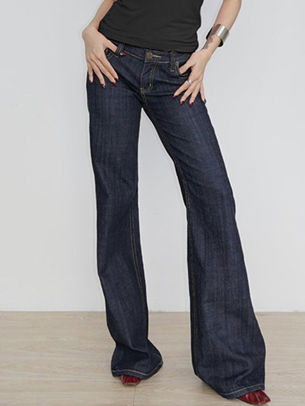 Vintage Letter Embroidery Low Waist Boyfriend Jeans