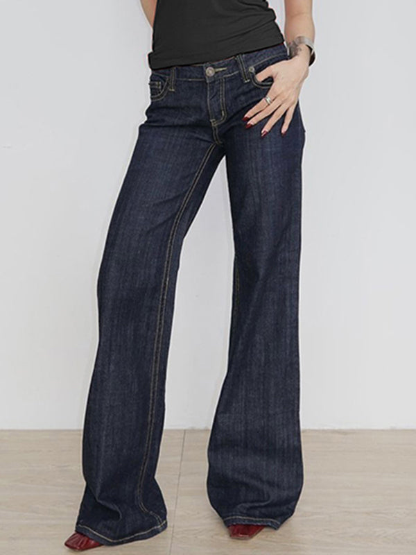 Vintage Letter Embroidery Low Waist Boyfriend Jeans