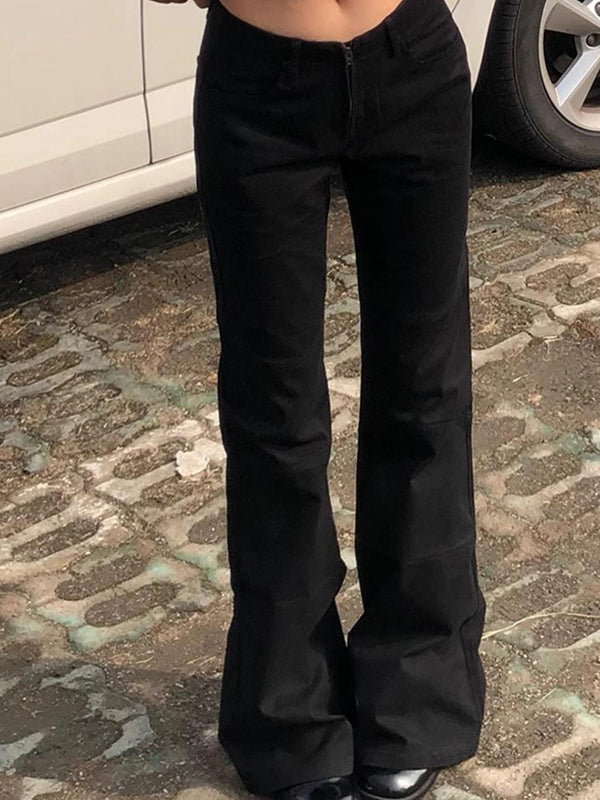Personalized Low-Rise Zipper Flare Jeans