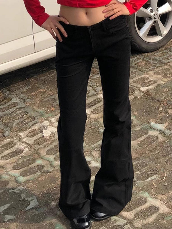 Personalized Low-Rise Zipper Flare Jeans