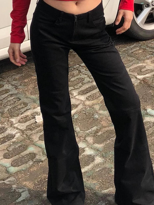 Personalized Low-Rise Zipper Flare Jeans
