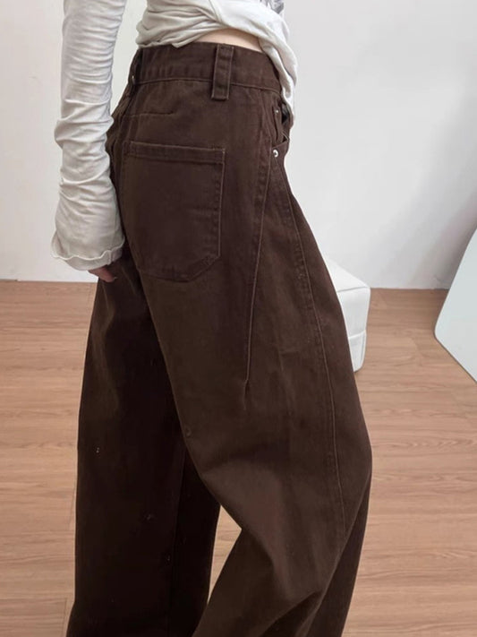 Melard Brown Curved Knife Boyfriend Jeans