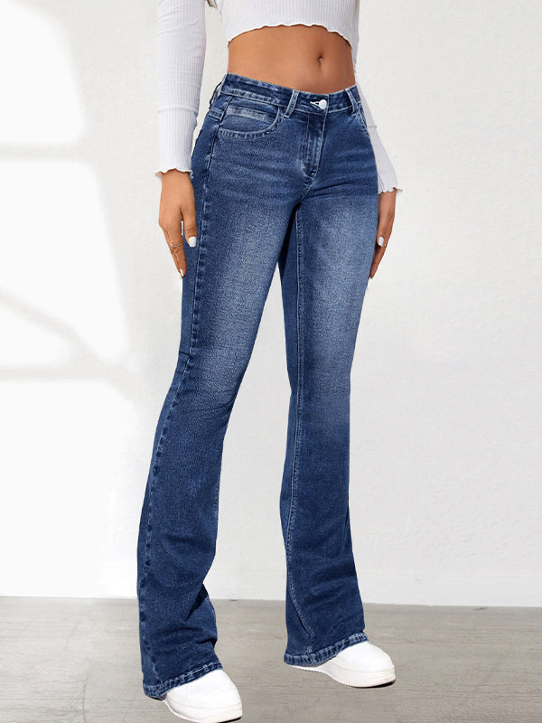 Washed Slim Fit Flare Jeans