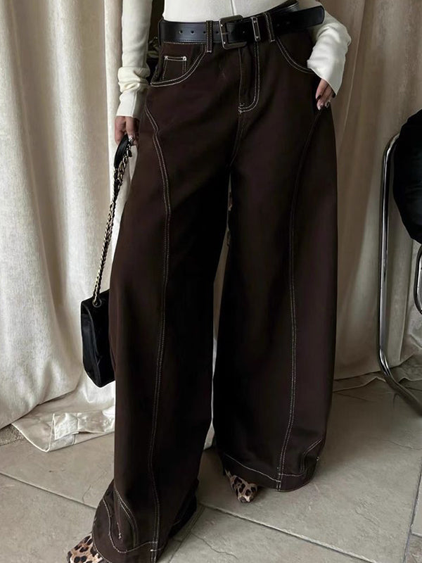 Vintage Brown Wide Leg Boyfriend Jeans