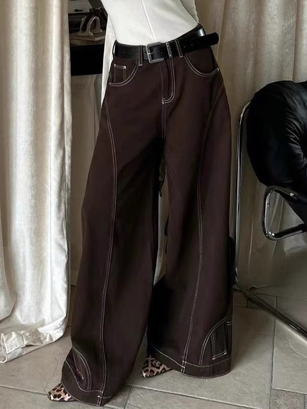 Vintage Brown Wide Leg Boyfriend Jeans