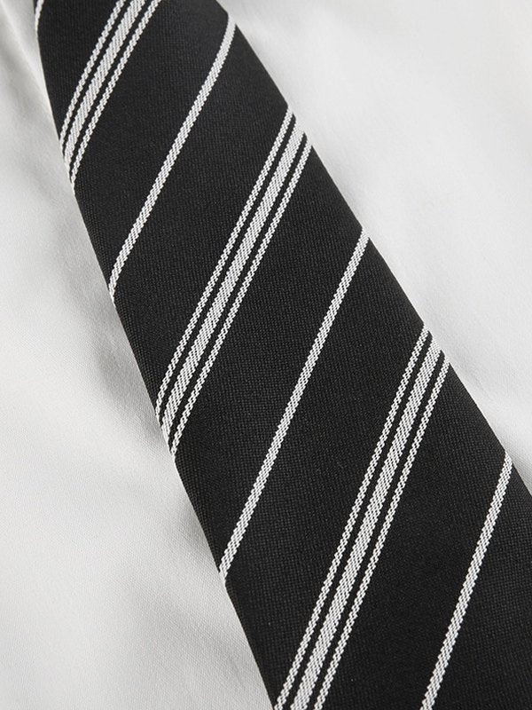 Tie Design White Cropped Shirts